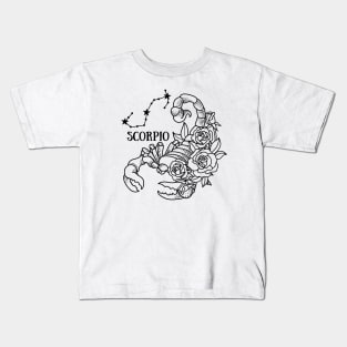 Zodiac Garden Floral Design: Scorpio Kids T-Shirt